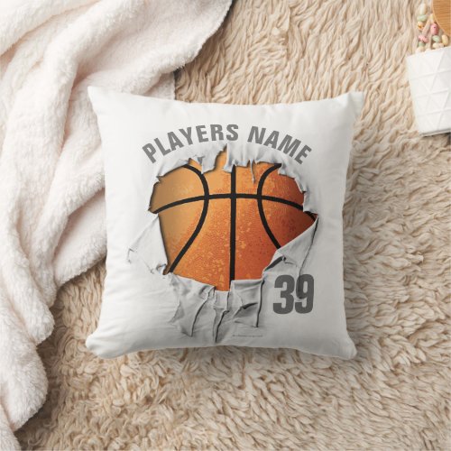 Torn Basketball Throw Pillow