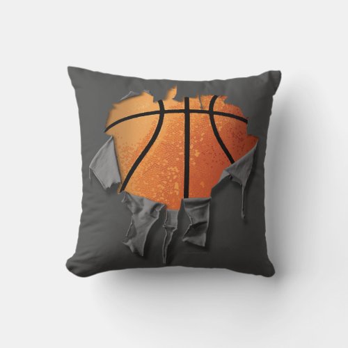 Torn Basketball Throw Pillow