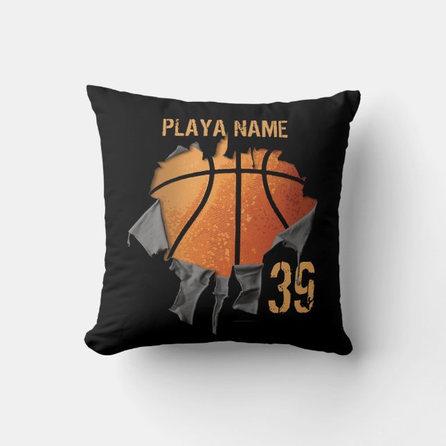 Torn Basketball Throw Pillow (Front)