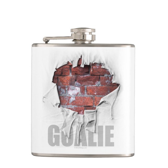 Torn Brick Wall Goalie (Hockey) Hip Flask (Front)
