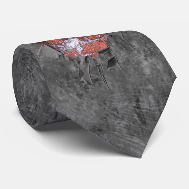 Torn Brick Wall Goalie (Hockey) Neck Tie (Rolled)