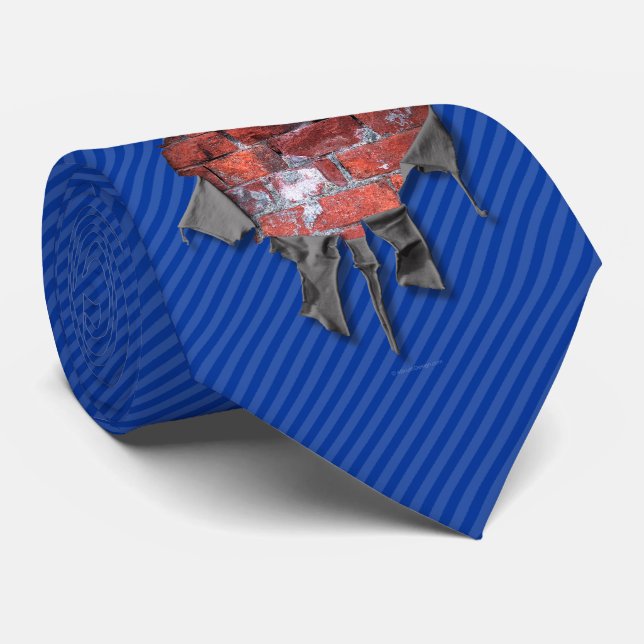 Torn Brick Wall Goalie (Hockey) Neck Tie (Rolled)