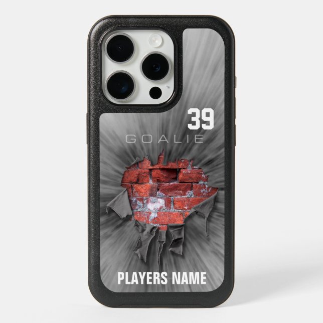 Torn Brick Wall Goalie (Soccer) iPhone 15 Pro Case (Back)