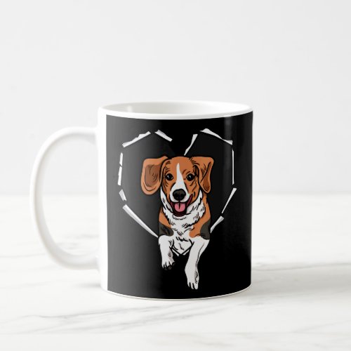 Torn Cloth Beagle Face Torn Hole Heart Dog Face  Coffee Mug
