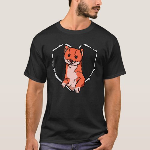 Torn Cloth Weasel Face Torn Hole Heart Weasel Face T_Shirt