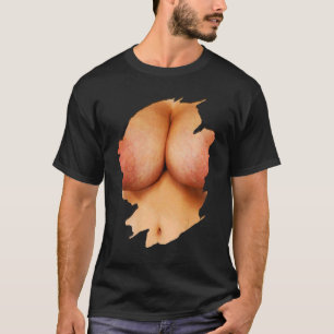 Torn Clothes Revealing Woman's Chest Illusion T-Shirt