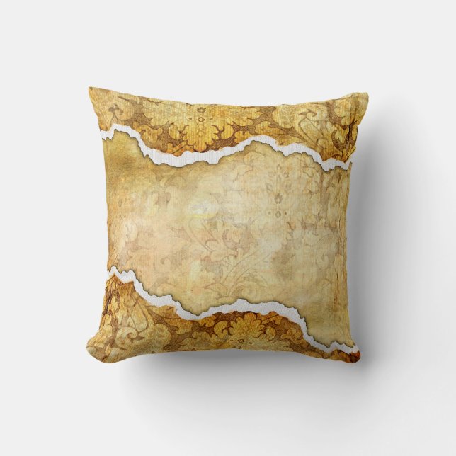 Torn Decorative Paper Throw Pillow (Front)