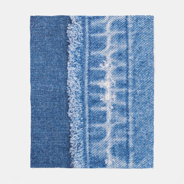 Torn Denim: Double Blue Jeans Frame Fleece Blanket (Front)