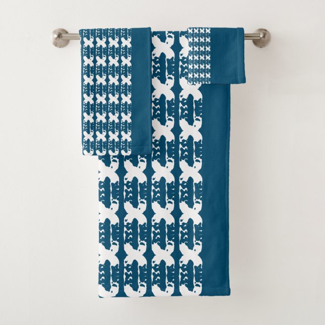Torn distressed hidden xoxo Pattern Bath Towel Set (Insitu)