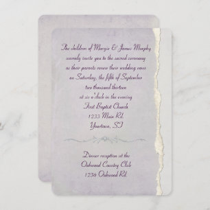 Torn Edge Lavender Wedding Vow Renewal Invitation
