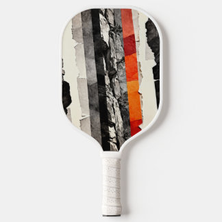 Torn-Edge Monochrome with Ember Bands, Modern Wall Pickleball Paddle