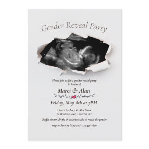 Torn Edges Photo Gender Reveal Party Invitation