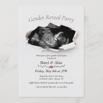 Torn Edges Photo Gender Reveal Party Invitation by CottonLamb at Zazzle