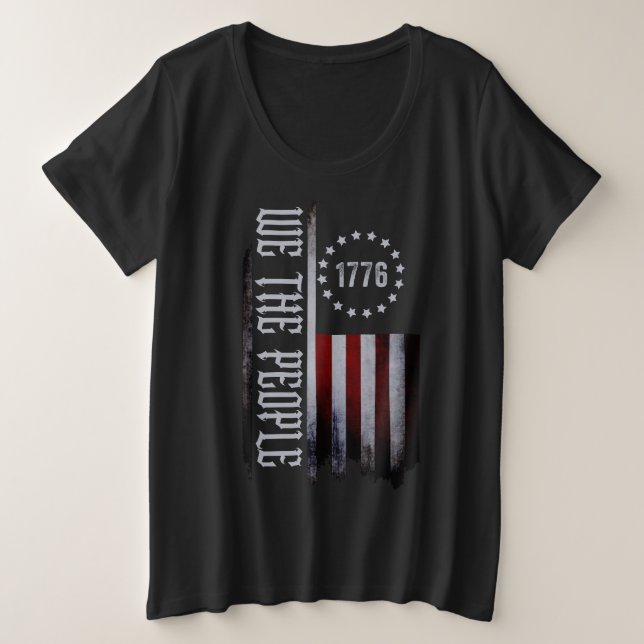 Torn Flag We The People 1776  Plus Size T-Shirt (Design Front)