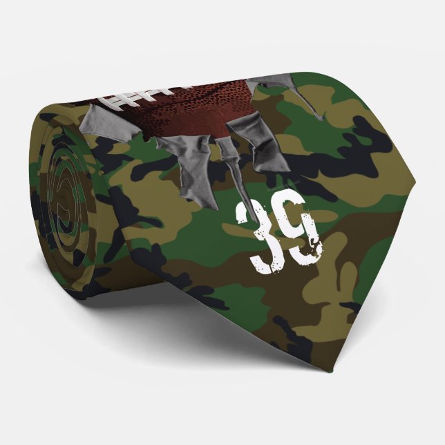 Torn Football camo Neck Tie (Rolled)