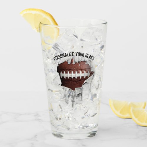 Torn Football Personalized Glass