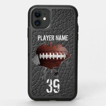 Torn Football (personalized) Otterbox Symmetry Iphone 11 Case by eBrushDesign at Zazzle