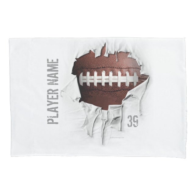 Torn Football Personalized White Pillowcase (Front)