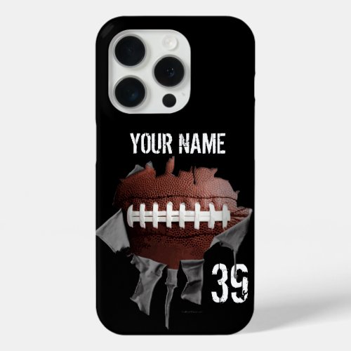 Torn Football Pesonalized iPhone 15 Pro Case