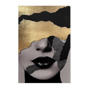 Torn Golden Face Abstract Art Elegant Texture