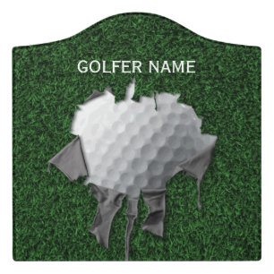 Torn Golf Ball Door Sign