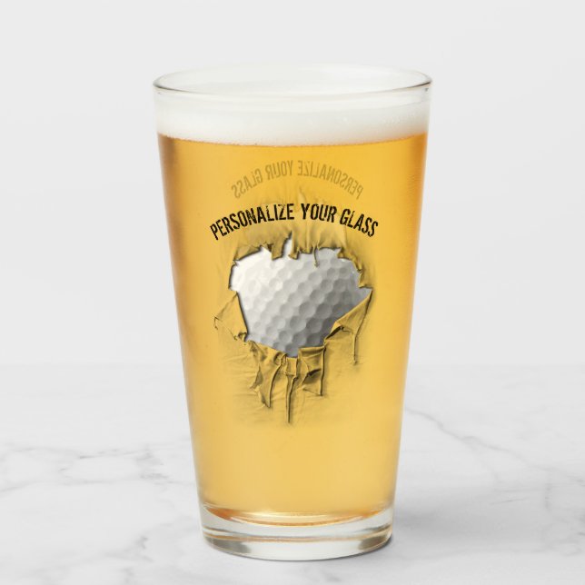 Torn Golf Ball (Personalized) Glass (Front Filled)