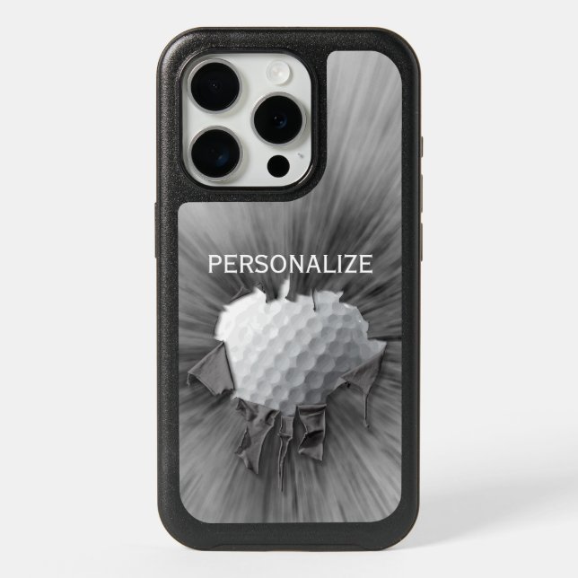 Torn Golf Ball (personalized) iPhone 15 Pro Case (Back)