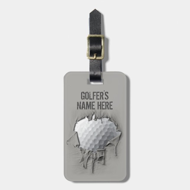 Torn Golf Ball (Personalized) Luggage Tag (Front Vertical)