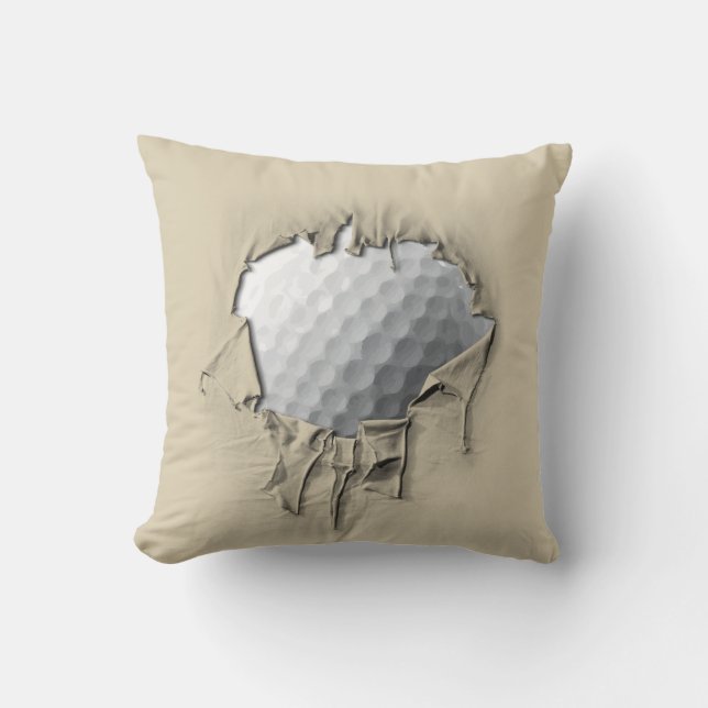 Torn Golf Ball Throw Pillow (Front)