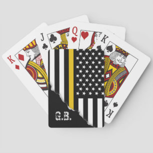 Torn Out Police Dispatcher Flag Custom Initials Poker Cards