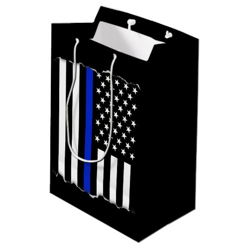 Torn Out Police Thin Blue Line American Flag Medium Gift Bag