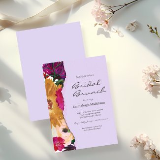 Torn Paper Boho Floral Watercolor Bridal Brunch