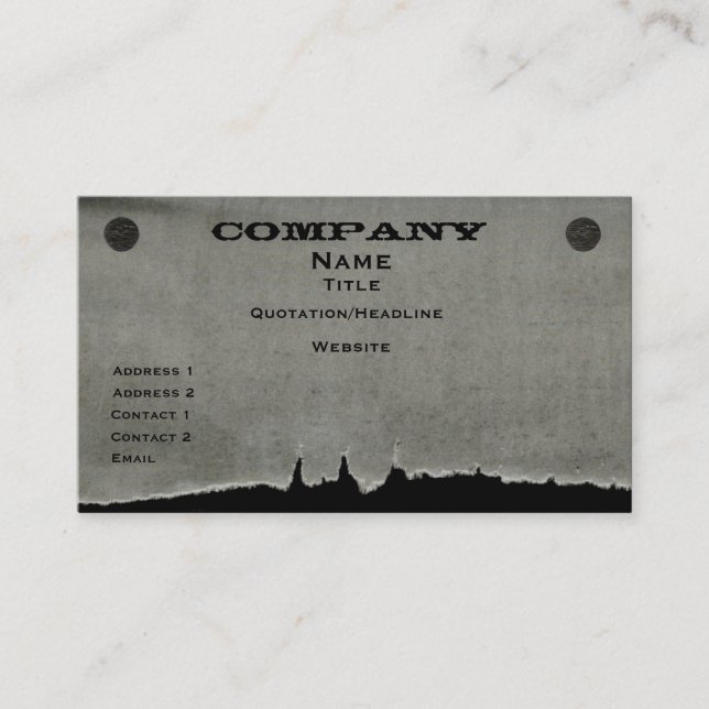 Torn Paper Business Card, Gray Card (Front)