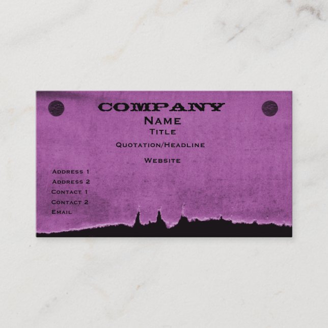 Torn Paper Business Card, Purple Card (Front)