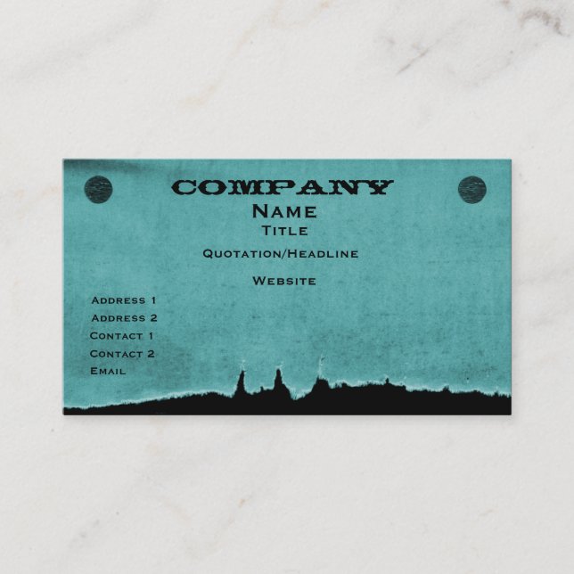 Torn Paper Business Card, Teal Card (Front)