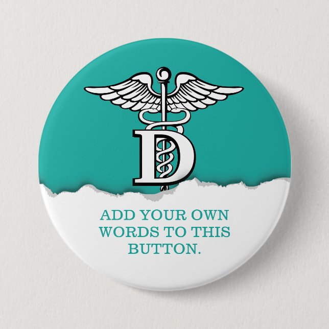 Torn Paper Dentist Symbol Seagreen custom Pinback Button (Front)