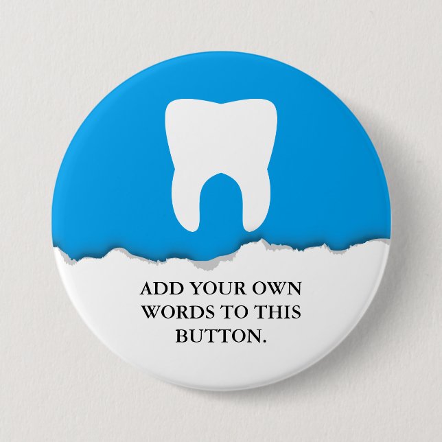 Torn Paper Dentistry Tooth Custom Button (Front)
