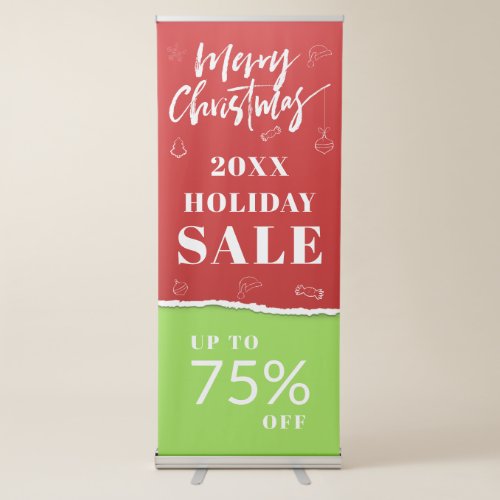 Torn Paper Effect Red Green Christmas Holiday Sale Retractable Banner