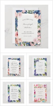 Torn Paper Floral Invitations