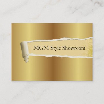 torn paper, gold plate effect business card