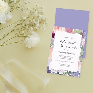 Torn Paper Lilac Floral Watercolors Bridal Brunch