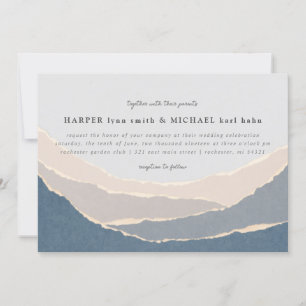 torn paper mountains wedding invitation