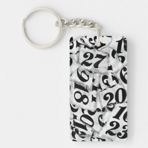 Torn Paper Numbers Collage Art Keychain