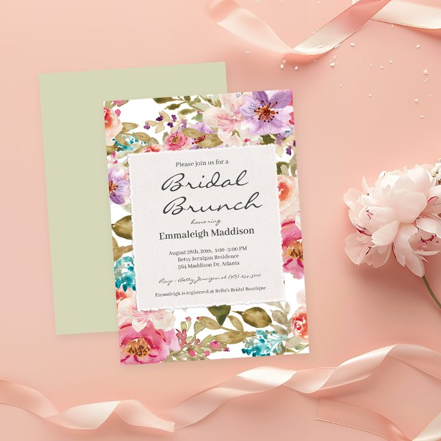 Torn Paper Spring Melody Floral Bridal Brunch Invitation (Creator Uploaded)