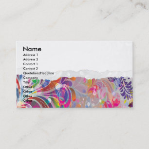 torn reto colorful abstract floral bliss business card