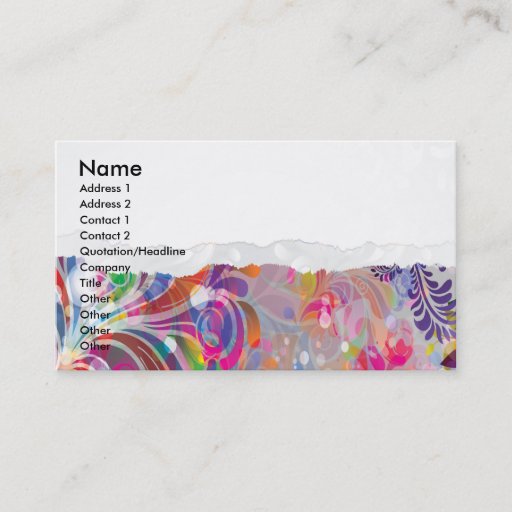 Customizable torn reto colorful abstract floral bliss business card templates