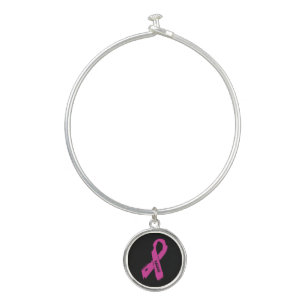 Torn Ribbon/Badass...Breast Cancer Bangle Bracelet