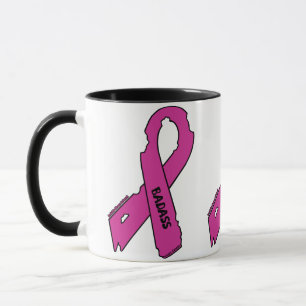 Torn Ribbon/Badass...Breast Cancer Mug