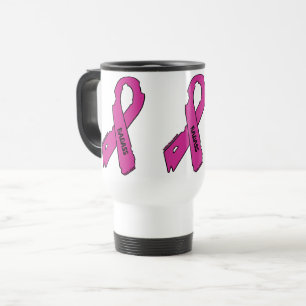 Torn Ribbon/Badass...Breast Cancer Travel Mug