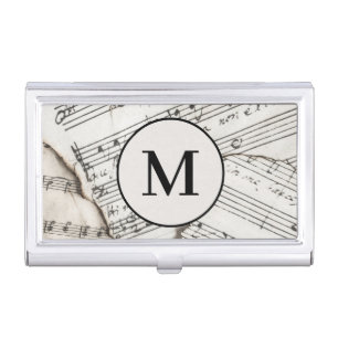 Torn Sheet Music Monogram Initial Customized Business Card Case